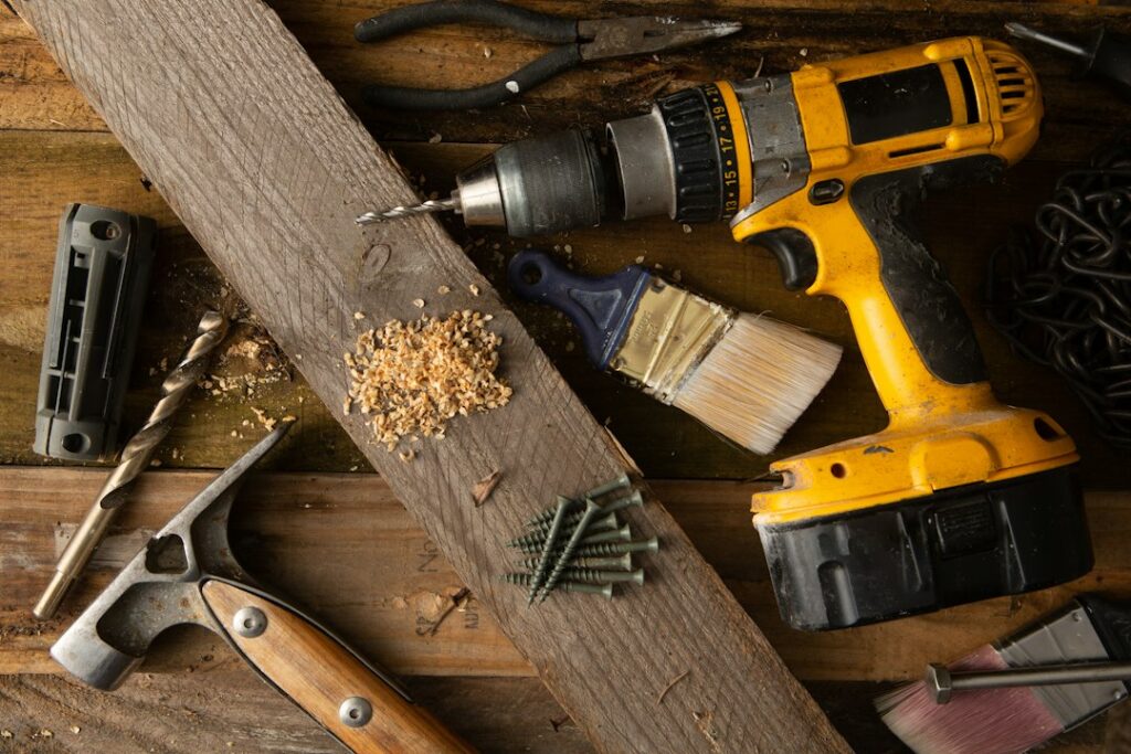 Resident compares a dripping pipe with repair tools and a maintenance checklist in a home utility area.
